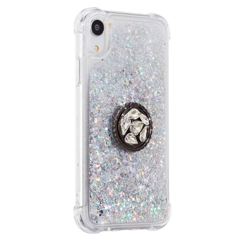 Coque iPhone Xr Paillettes Avec Anneau-support