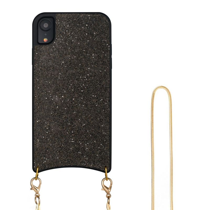 Coque iPhone Xr Paillettes Avec Chaîne