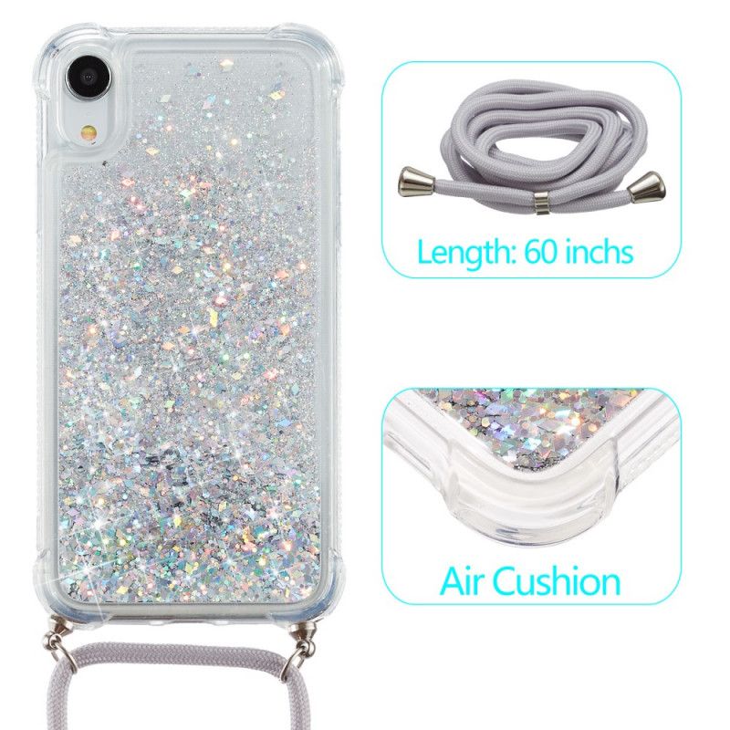 Coque iPhone Xr Paillettes Et Cordon