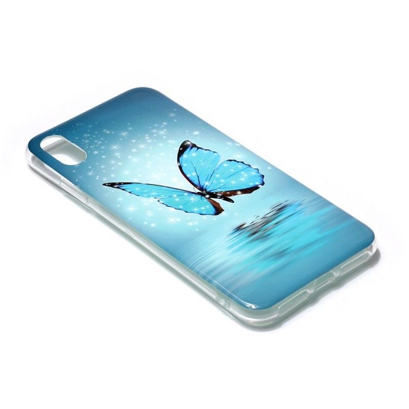 Coque iPhone Xr Papillon Bleu Fluorescente