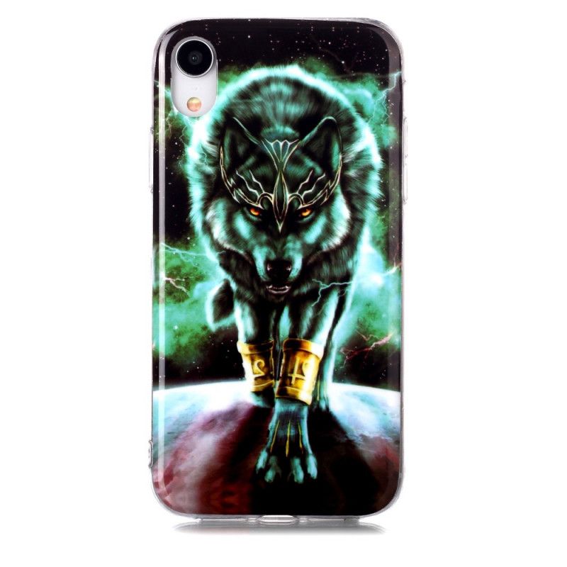 Coque iPhone Xr Série Loup Fluorescente