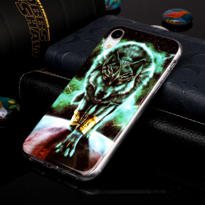 Coque iPhone Xr Série Loup Fluorescente