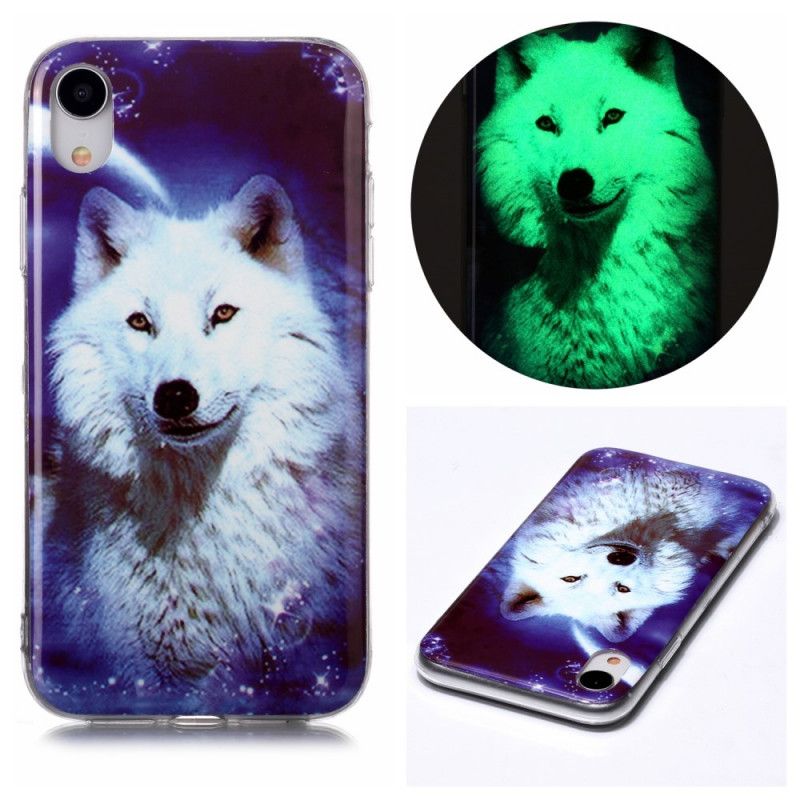 Coque iPhone Xr Série Loup Fluorescente