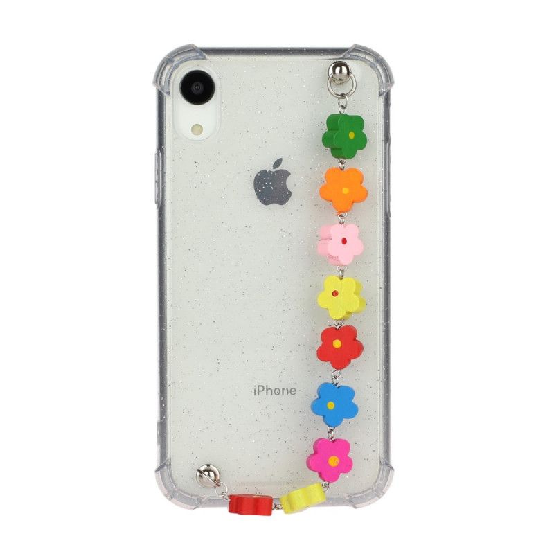 Coque iPhone Xr Silicone Bracelet Floral