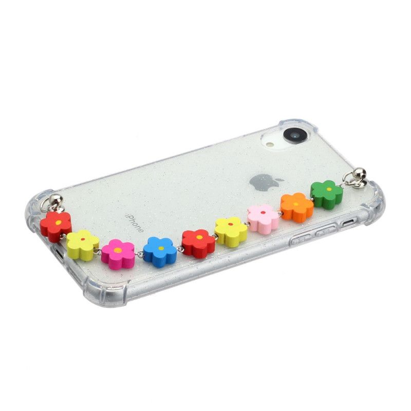 Coque iPhone Xr Silicone Bracelet Floral