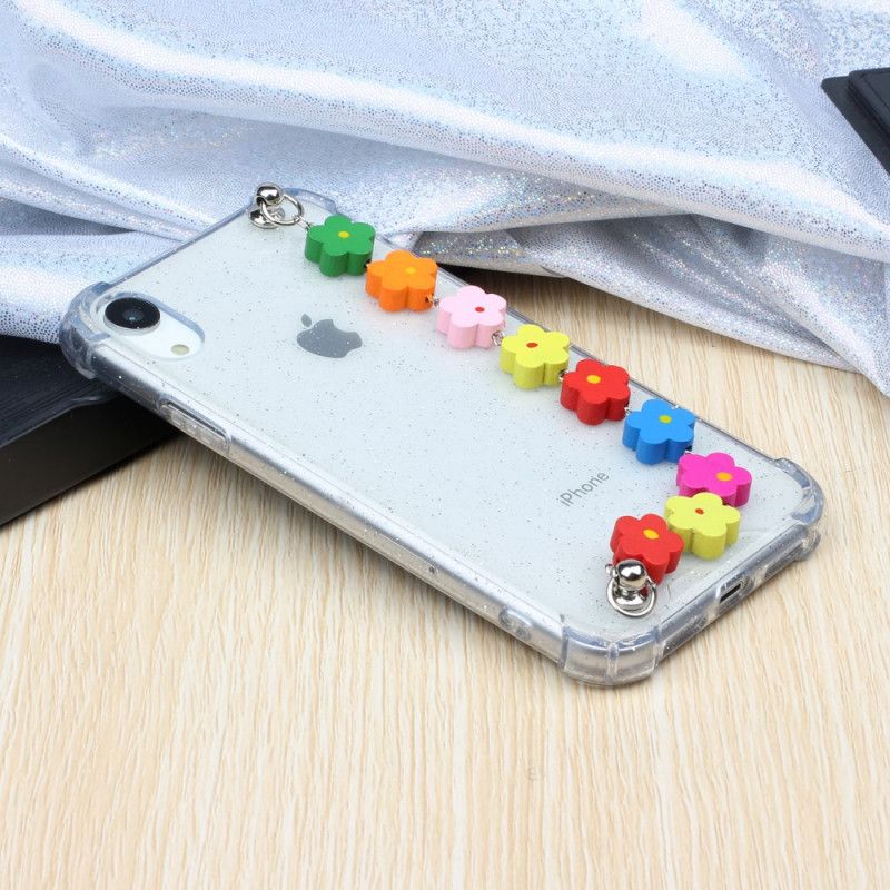 Coque iPhone Xr Silicone Bracelet Floral
