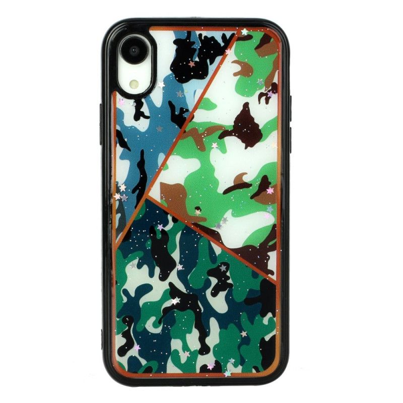 Coque iPhone Xr Silicone Et Époxy Marbre Camouflage