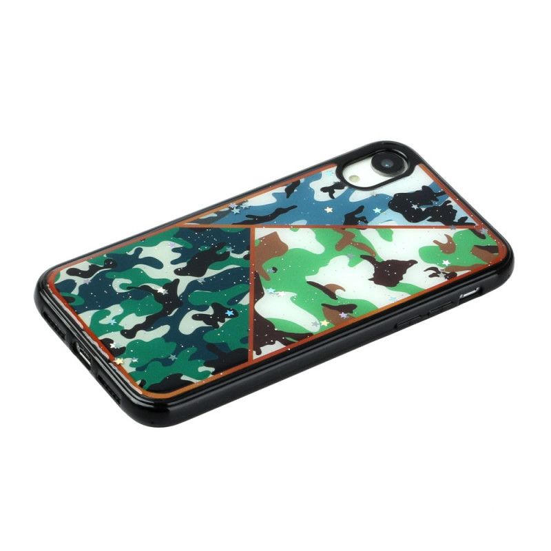 Coque iPhone Xr Silicone Et Époxy Marbre Camouflage