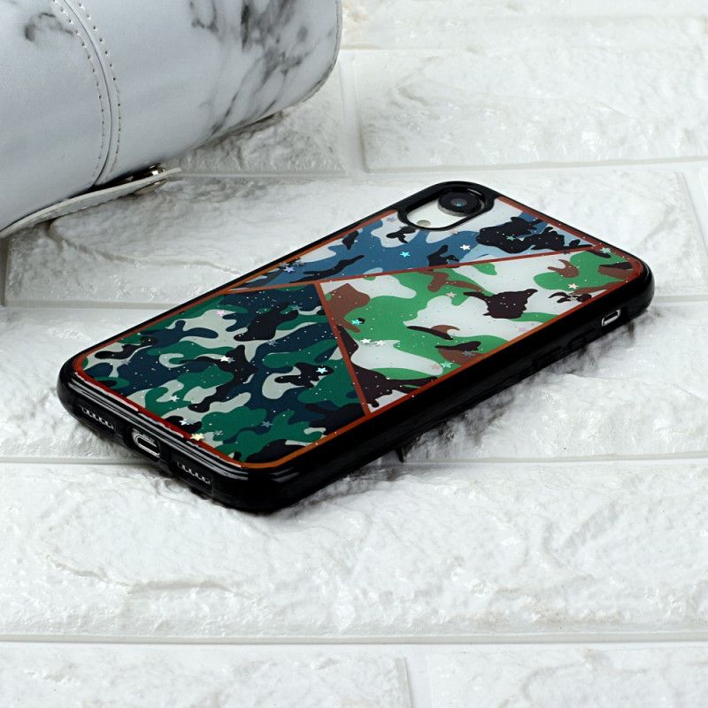 Coque iPhone Xr Silicone Et Époxy Marbre Camouflage