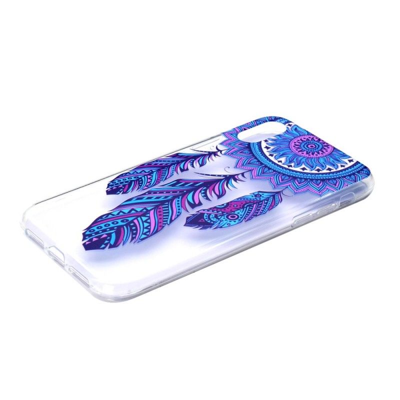 Coque iPhone Xr Transparente Attrape Rêves Plumes Bleues