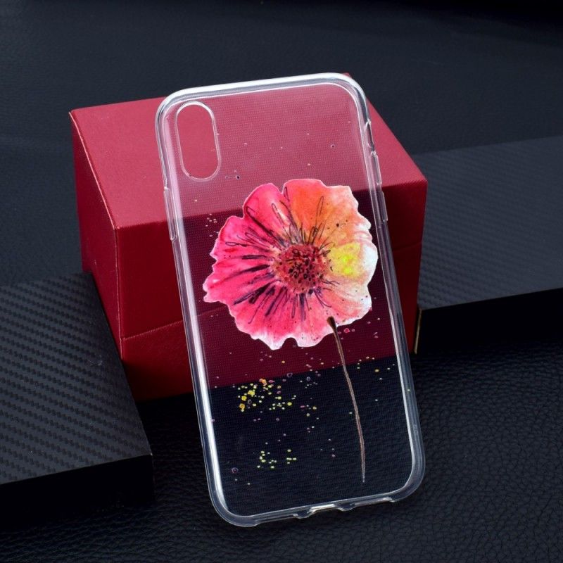 Coque iPhone Xr Transparente Coquelicot Aquarelle