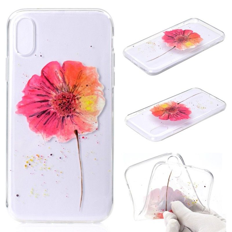 Coque iPhone Xr Transparente Coquelicot Aquarelle