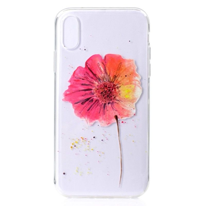 Coque iPhone Xr Transparente Coquelicot Aquarelle