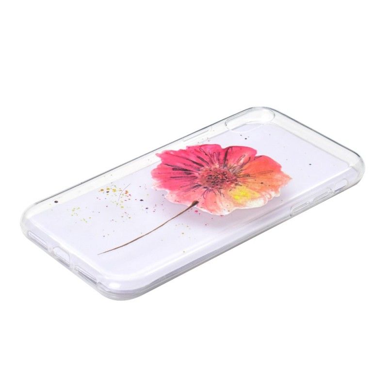 Coque iPhone Xr Transparente Coquelicot Aquarelle