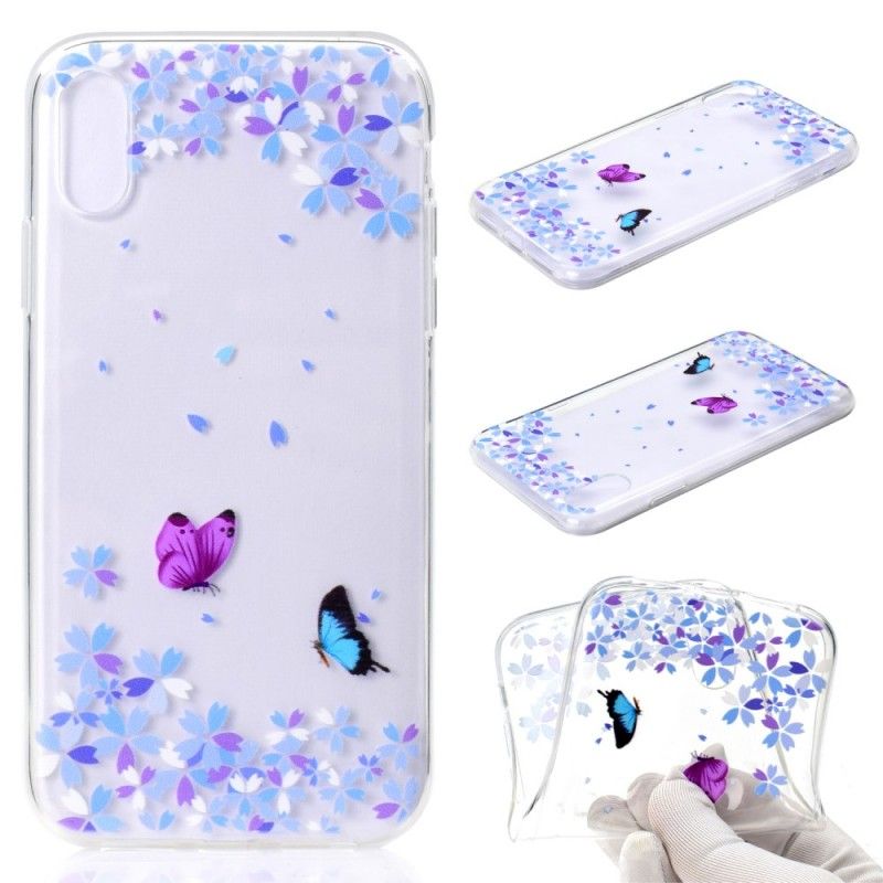 Coque iPhone Xr Transparente Papillons Et Fleurs