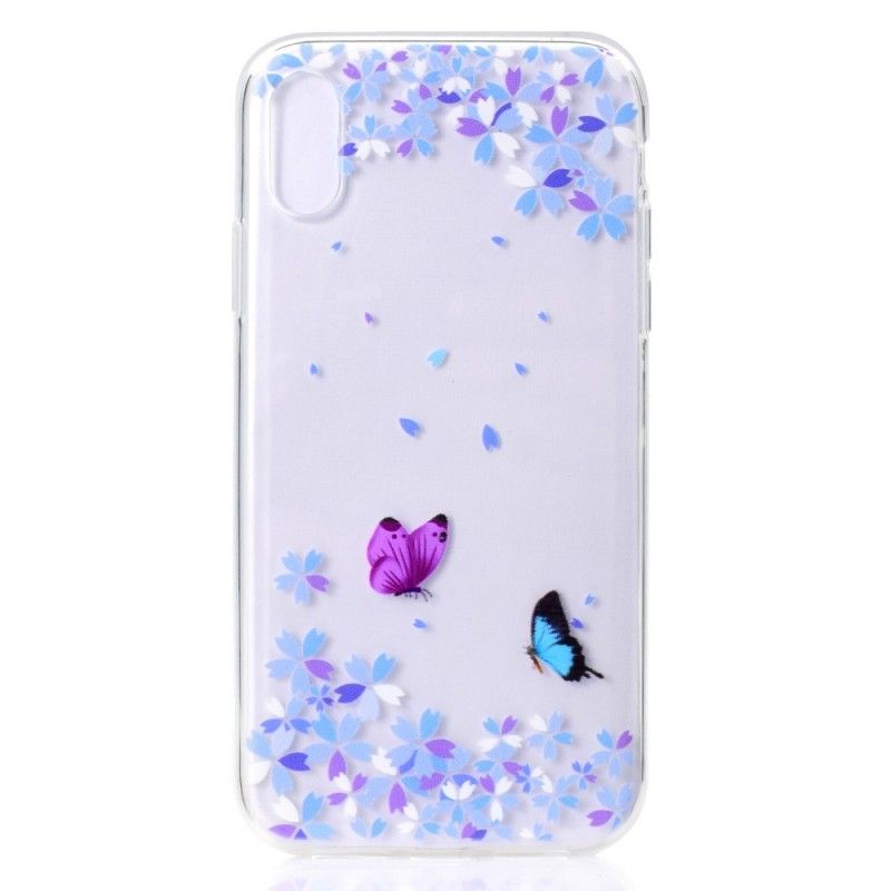 Coque iPhone Xr Transparente Papillons Et Fleurs