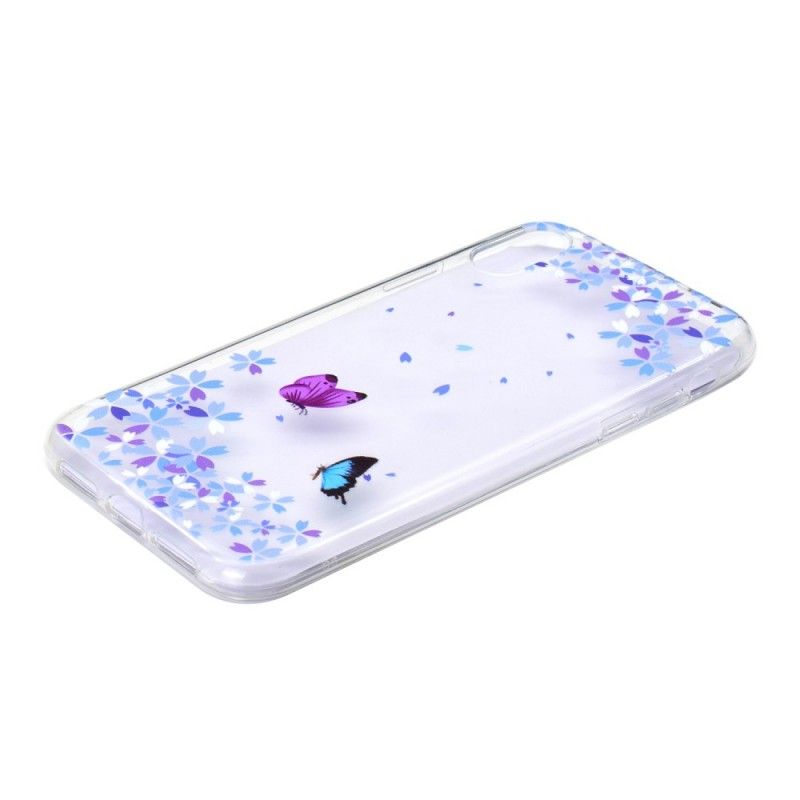 Coque iPhone Xr Transparente Papillons Et Fleurs