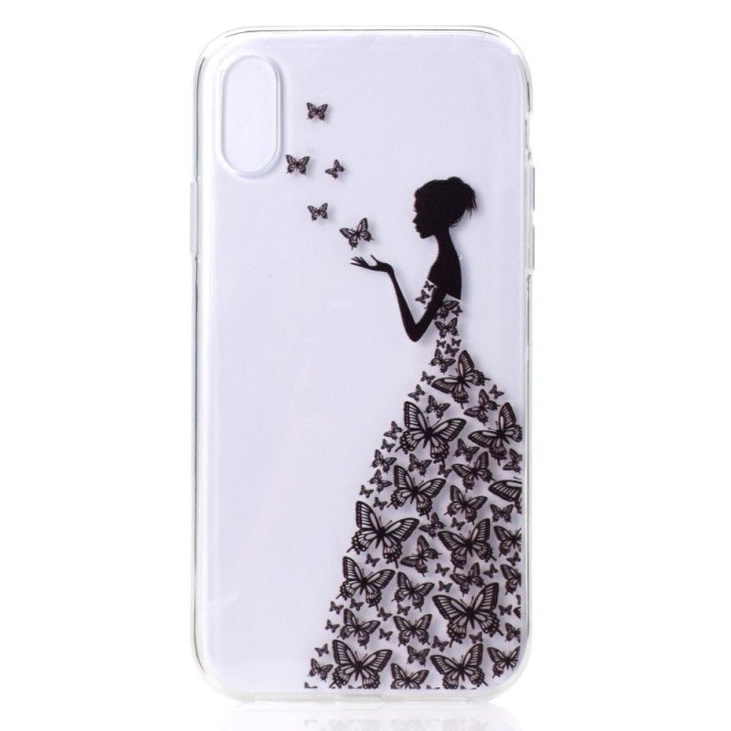 Coque iPhone Xr Transparente Robe Papillons