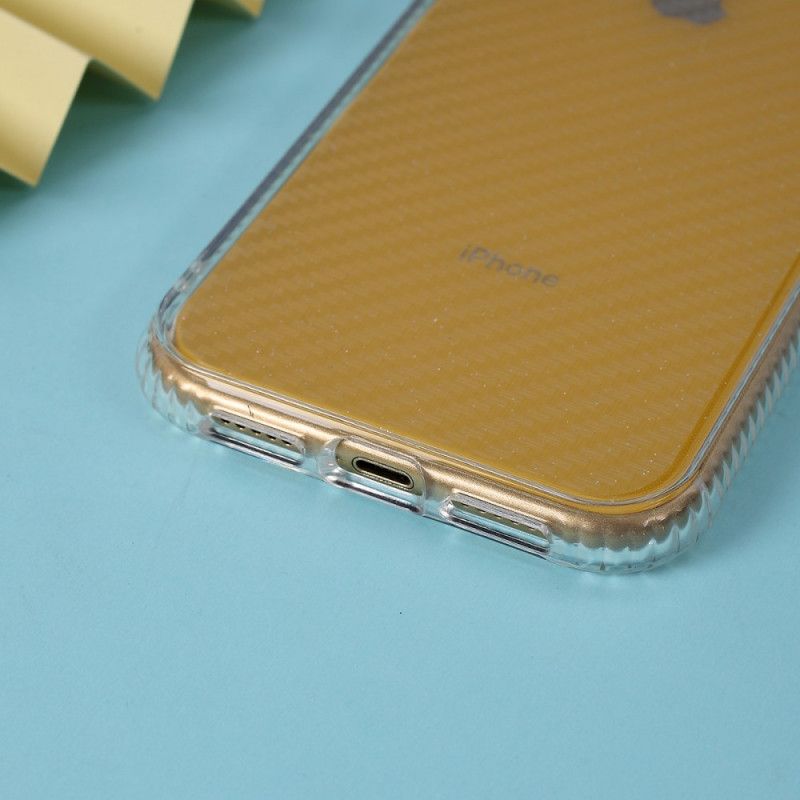 Coque iPhone Xr Transparente Texture Fibre Carbone