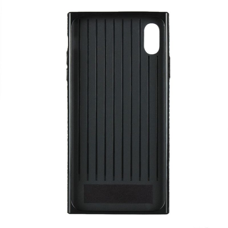 Coque iPhone Xr Véritable Cuir Litchi Avec Lanière