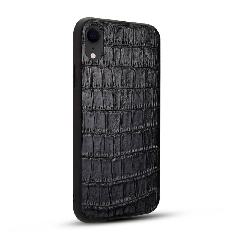 Coque iPhone Xr Véritable Cuir Texture Crocodile