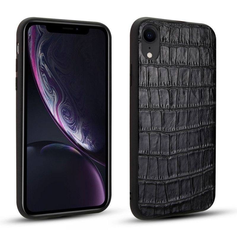 Coque iPhone Xr Véritable Cuir Texture Crocodile