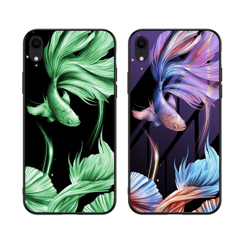 Coque iPhone Xr Verre Trempé Avec Motif Fluorescent