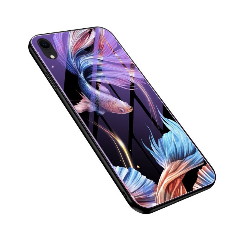 Coque iPhone Xr Verre Trempé Avec Motif Fluorescent