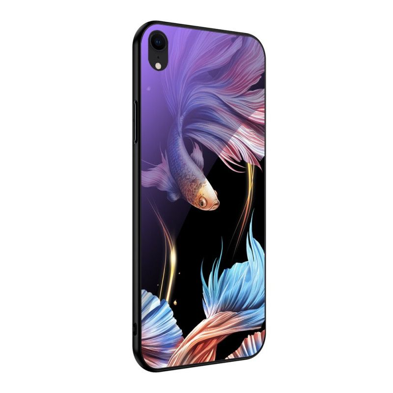 Coque iPhone Xr Verre Trempé Avec Motif Fluorescent