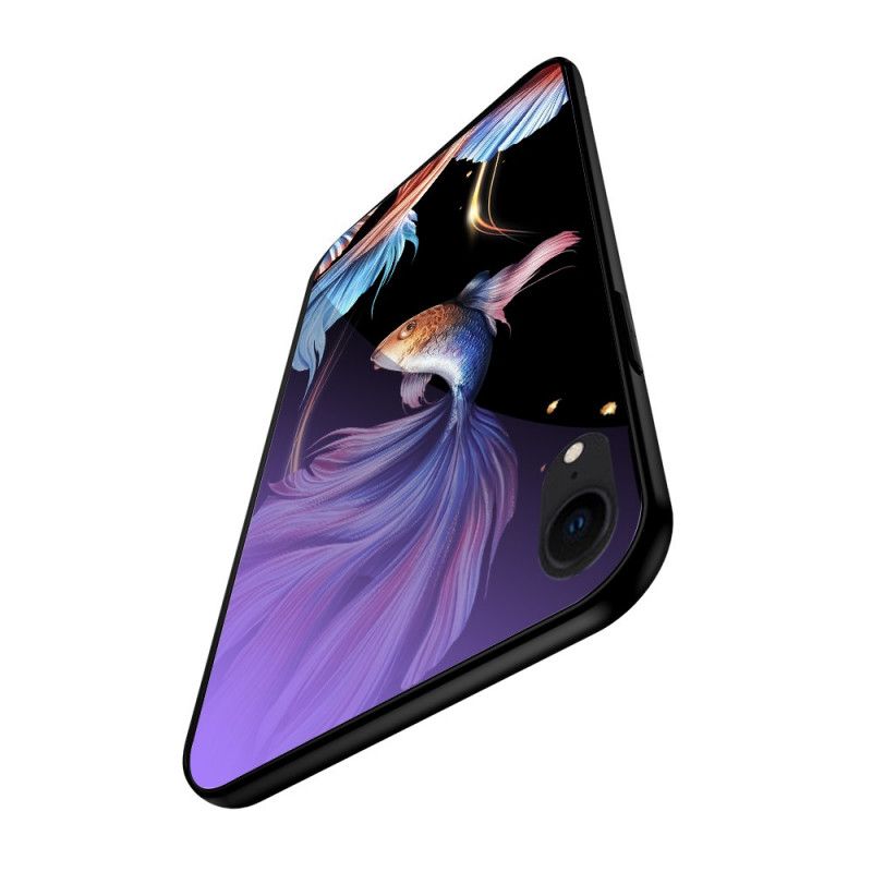 Coque iPhone Xr Verre Trempé Avec Motif Fluorescent