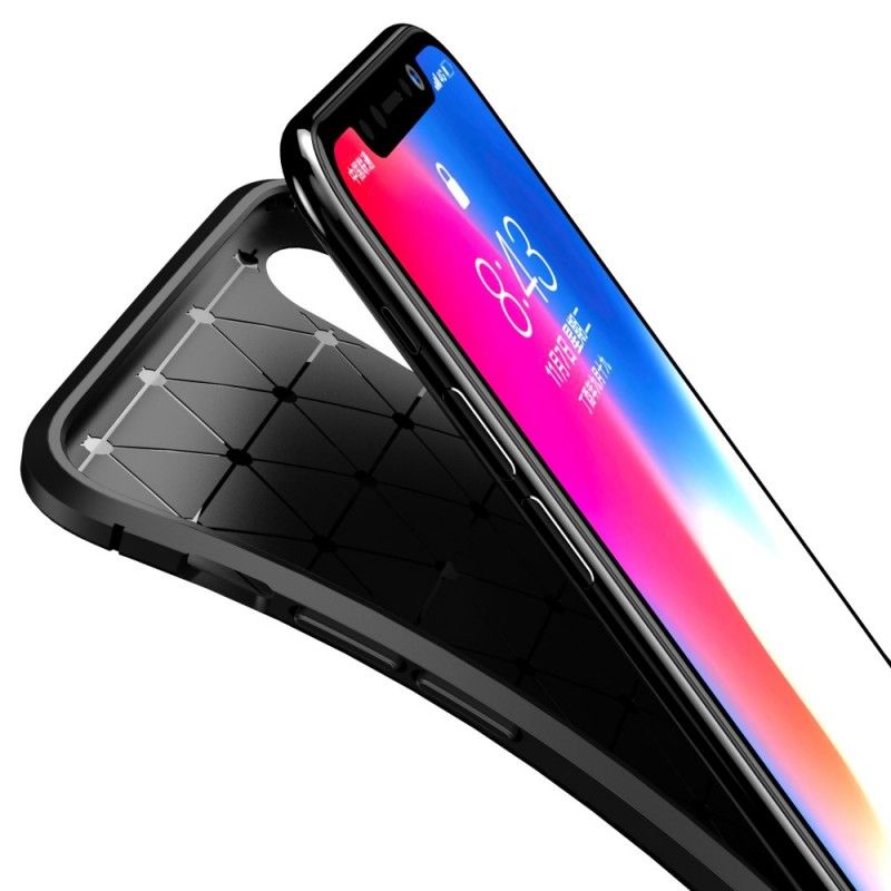 Coque iPhone Xs Flexible Texture Fibre Carbone