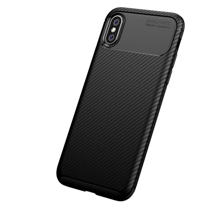 Coque iPhone Xs Flexible Texture Fibre Carbone