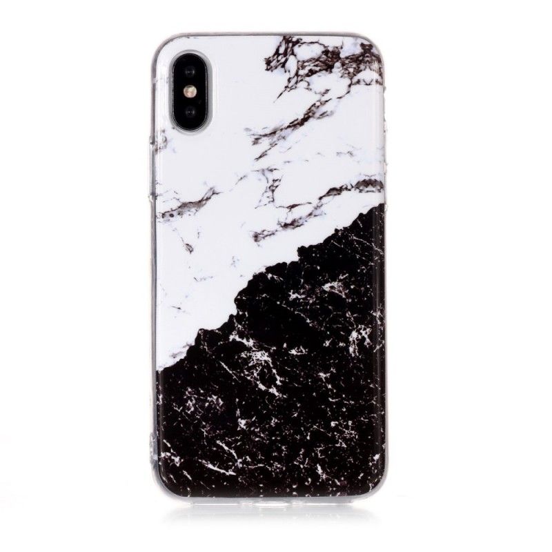 Coque iPhone Xs Marbre Blanc Et Noir