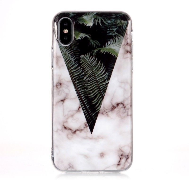 Coque iPhone Xs Marbre Feuilles