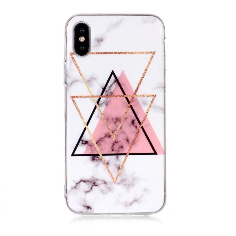 Coque iPhone Xs Marbre Losanges