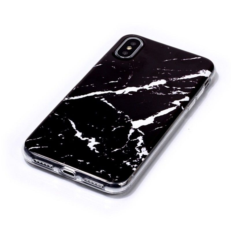 Coque iPhone Xs Marbre Noir Et Blanc