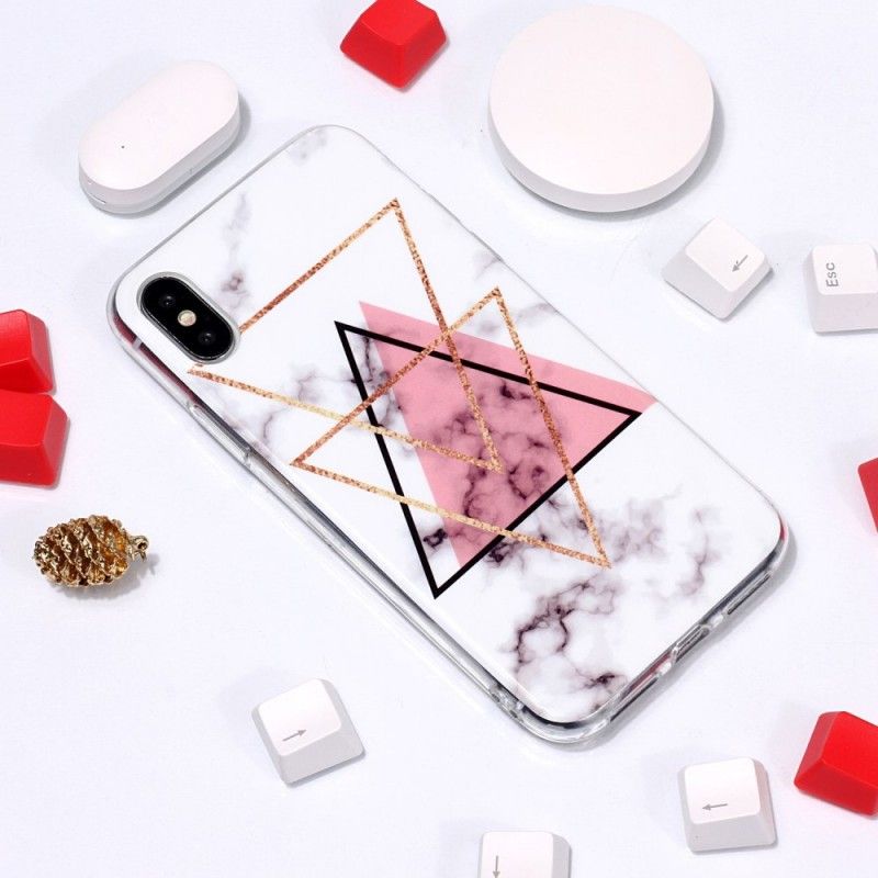 Coque iPhone Xs Marbre Triangulaire