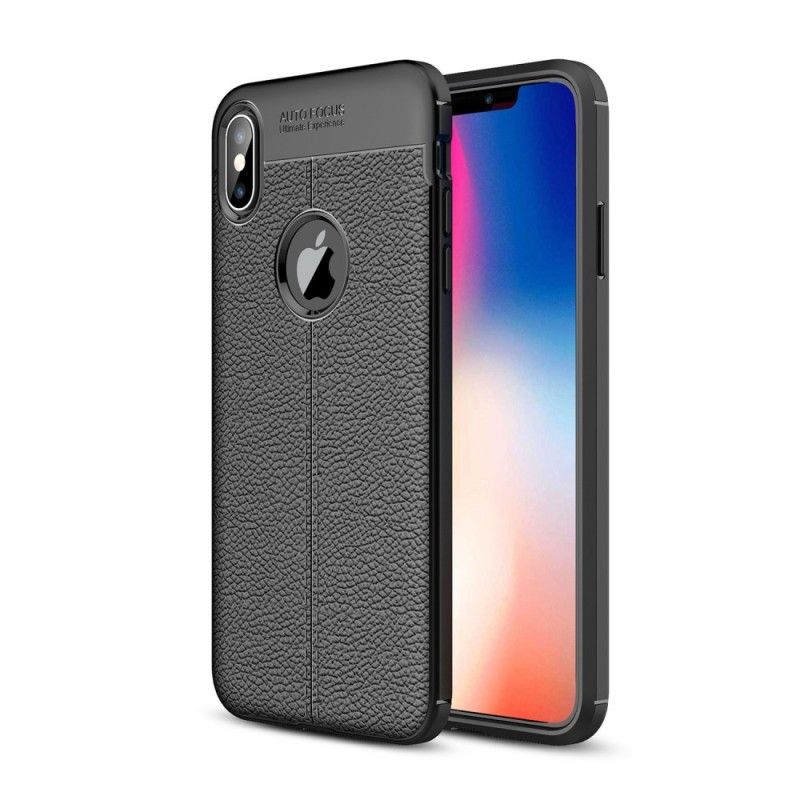 Coque iPhone Xs Max Effet Cuir Litchi Double Line