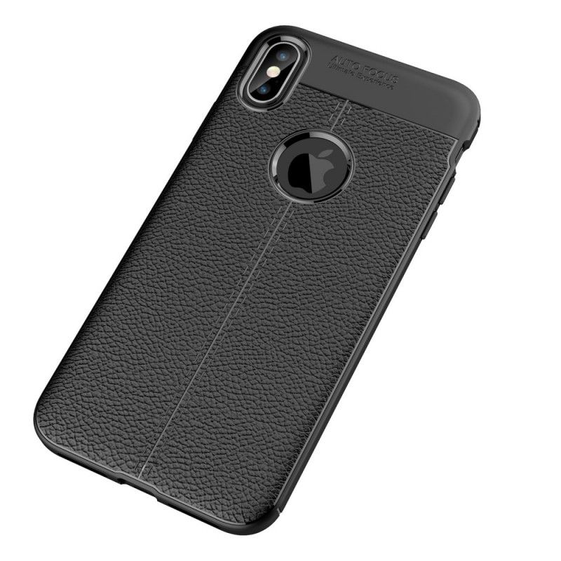 Coque iPhone Xs Max Effet Cuir Litchi Double Line