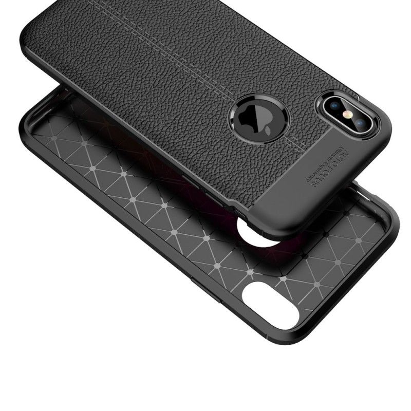 Coque iPhone Xs Max Effet Cuir Litchi Double Line