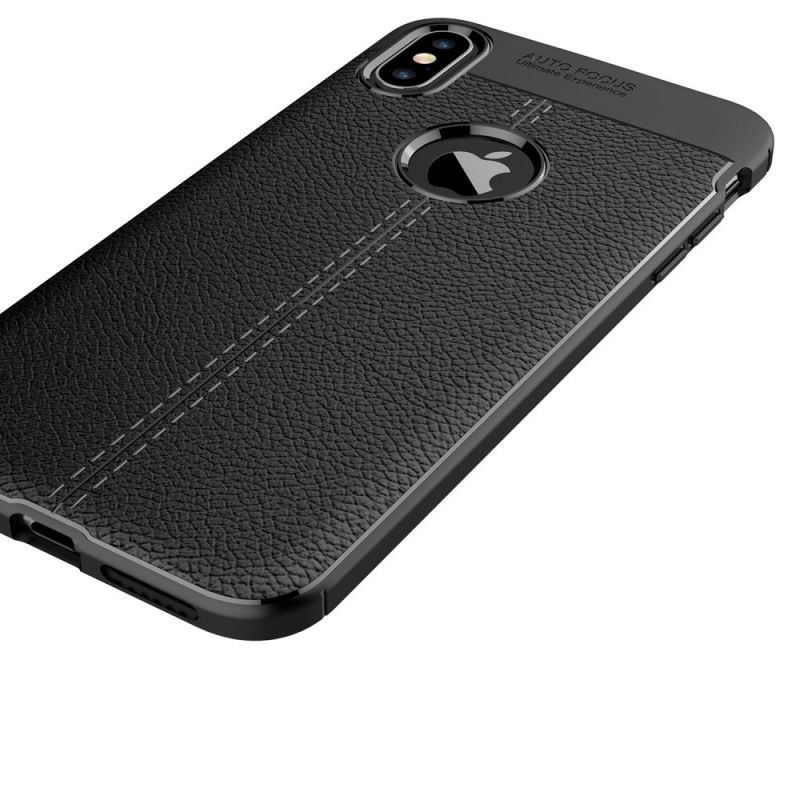 Coque iPhone Xs Max Effet Cuir Litchi Double Line