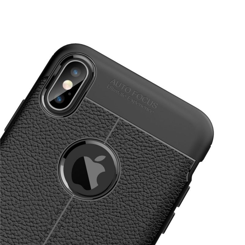 Coque iPhone Xs Max Effet Cuir Litchi Double Line