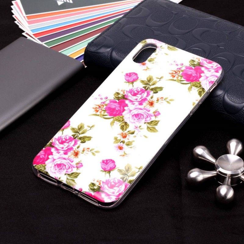 Coque iPhone Xs Max Fleurs Liberty Fluorescente