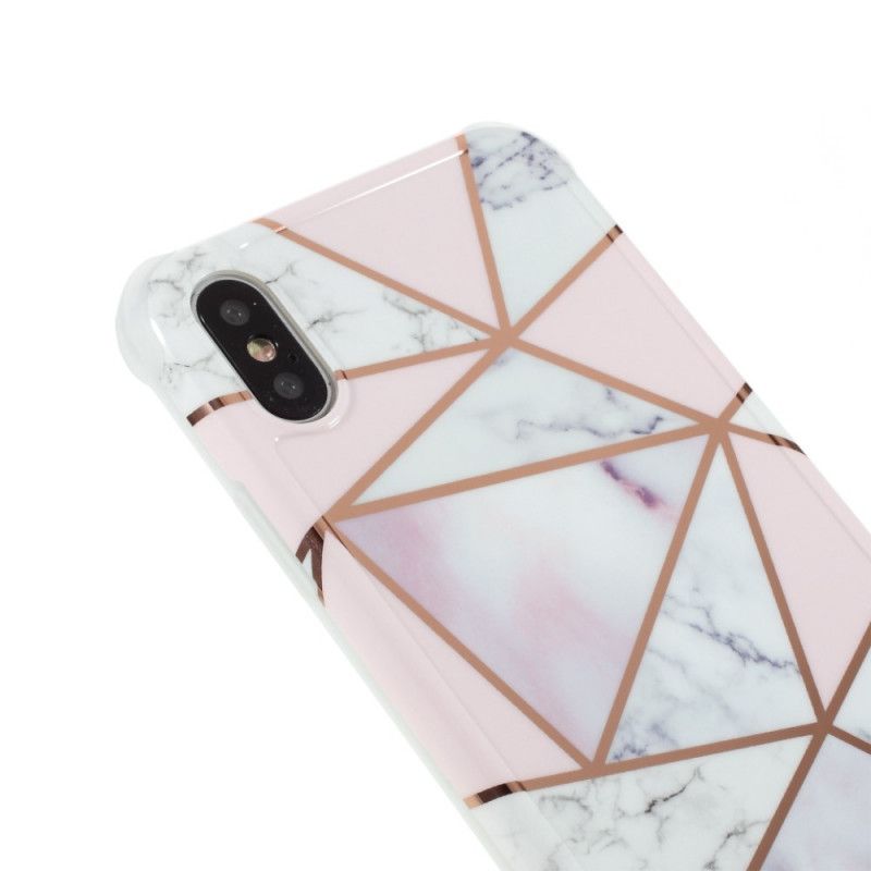 Coque iPhone Xs Max Marbre Géométrique Flashy