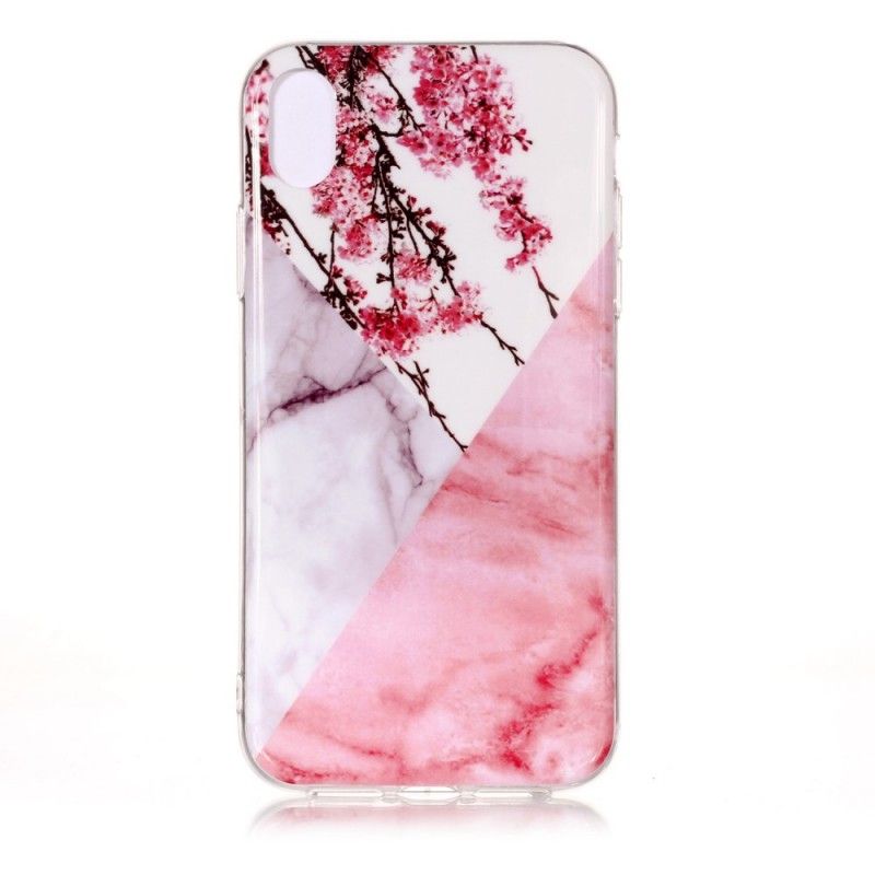 Coque iPhone Xs Max Marbrée Fleurs De Prunier