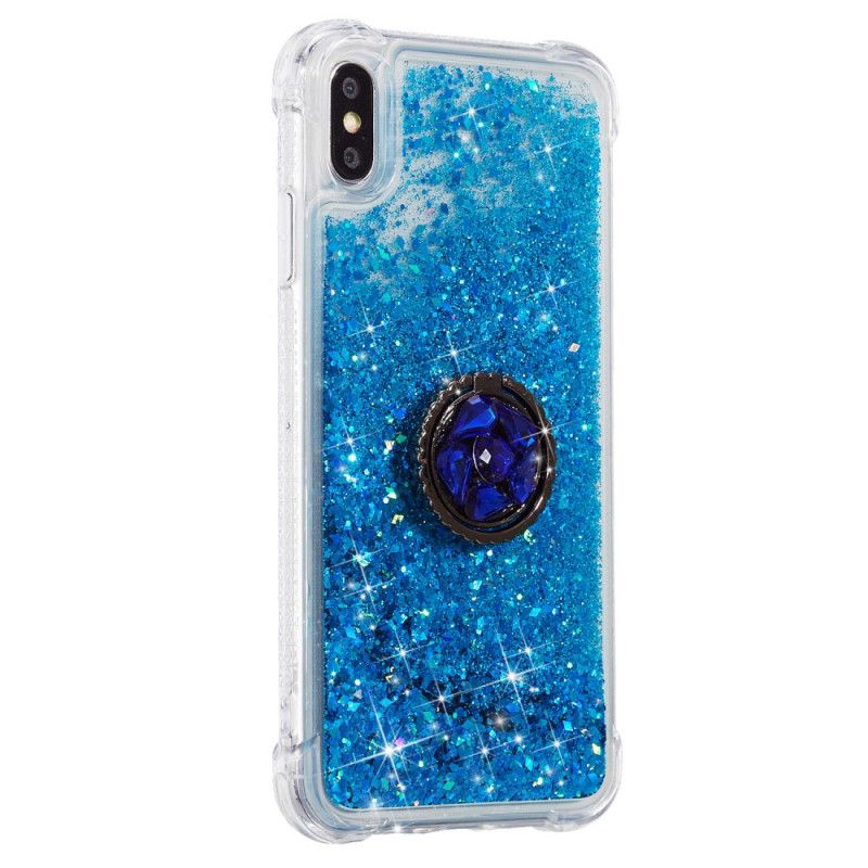 Coque iPhone Xs Max Paillettes Avec Anneau-support