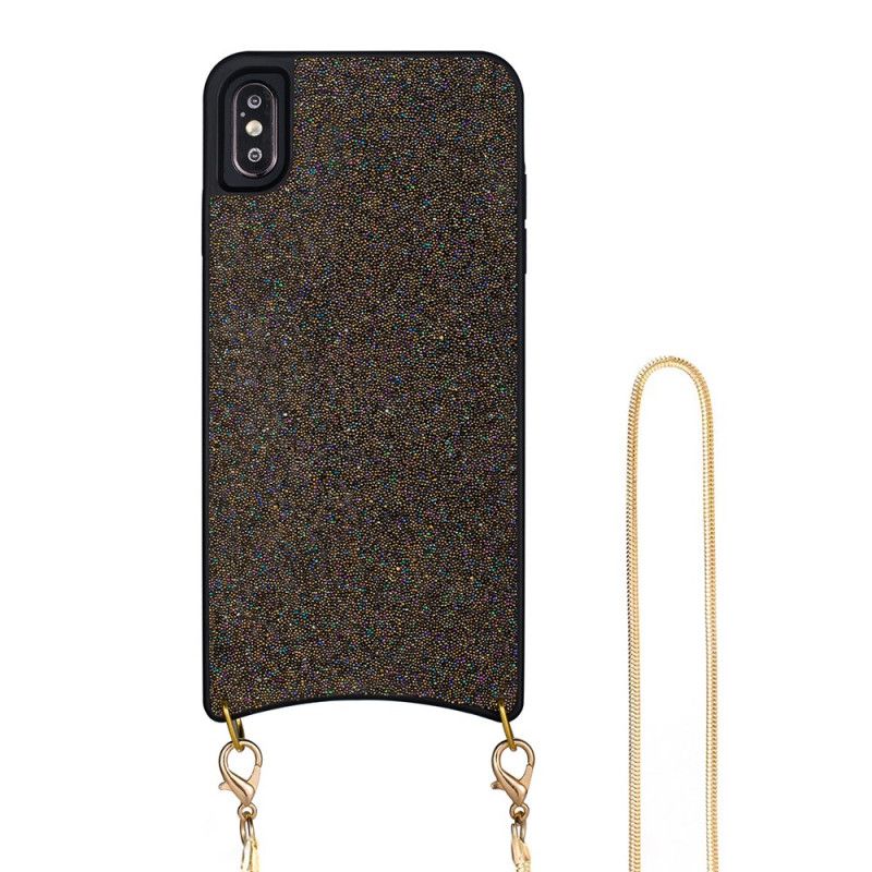 Coque iPhone Xs Max Paillettes Avec Chaîne