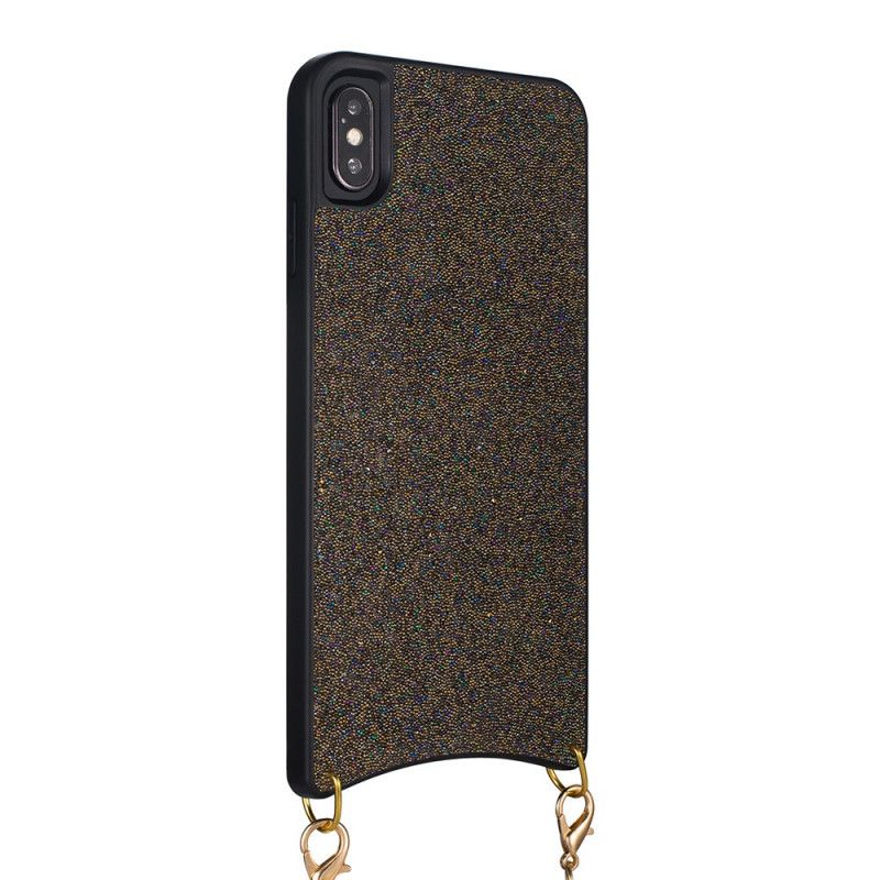 Coque iPhone Xs Max Paillettes Avec Chaîne