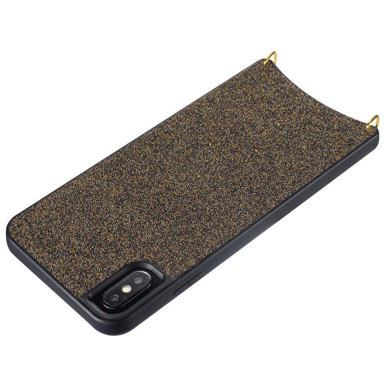 Coque iPhone Xs Max Paillettes Avec Chaîne