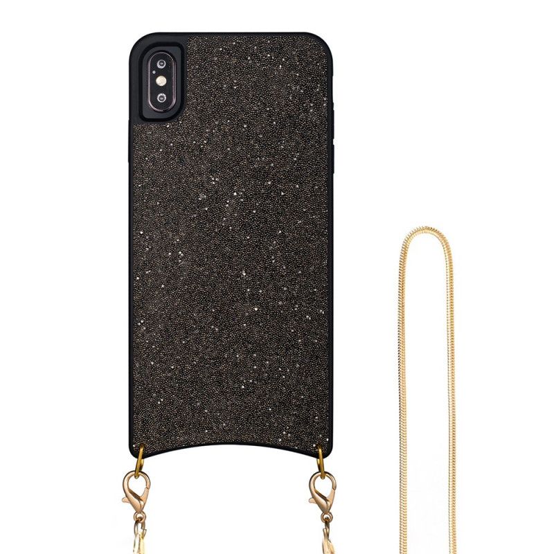 Coque iPhone Xs Max Paillettes Avec Chaîne